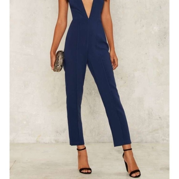 Nasty Gal Blue Deep Plunge Jumpsuit - Picture 6 of 6